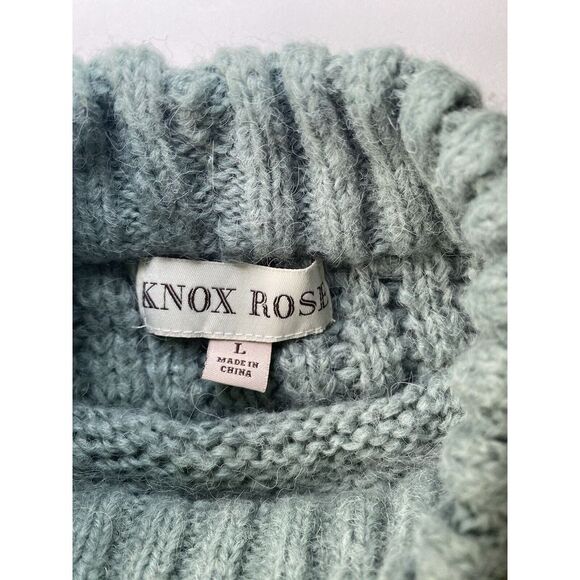 Vtg Knox Rose Cropped Mock Turtleneck Chunky Knit Sweater Sz L Soft Pullover - Picture 6 of 9